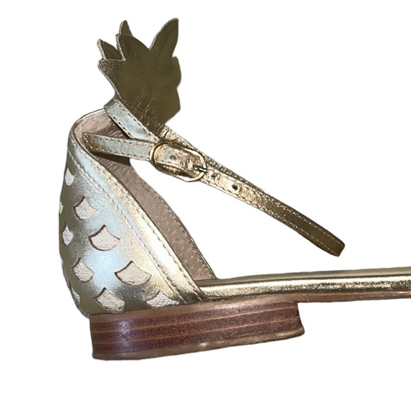 Lilly Pulitzer Laura Metallic Gold Pineapple Ankle Strap Sandals - 9.5 - Picture 12 of 16